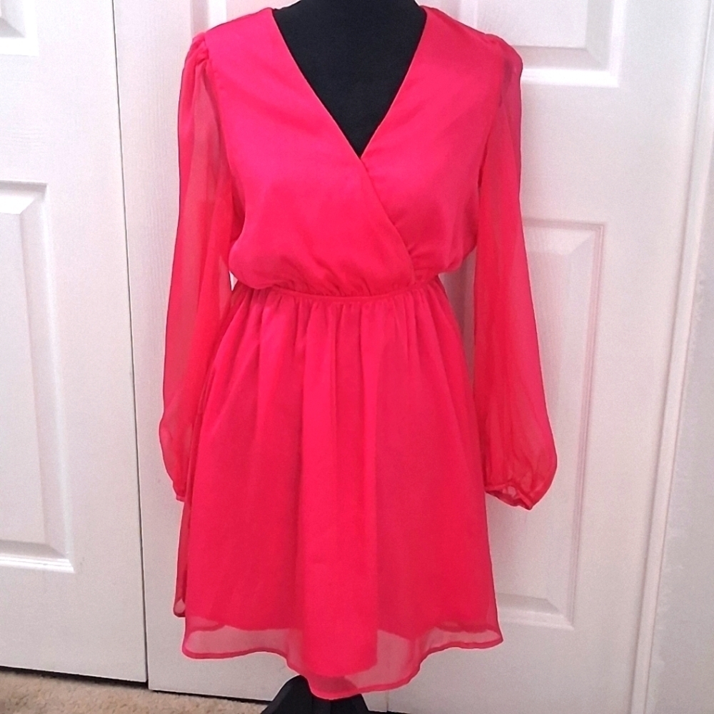 NWT Cupshe Hot Pink Chiffon Mini Dress Size S